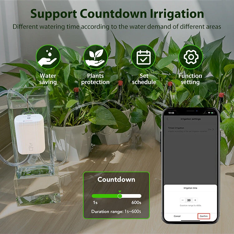 NEO WiFi Smart Drip Irrigation Kit for 10 Potted Plants Automatic Plant Waterer App Control Timer Function Water Shortage Power Alert Remote Control — view 5