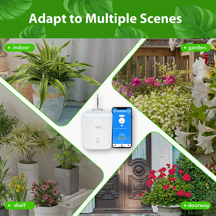 NEO WiFi Smart Drip Irrigation Kit for 10 Potted Plants Automatic Plant Waterer App Control Timer Function Water Shortage Power Alert Remote Control — view 6