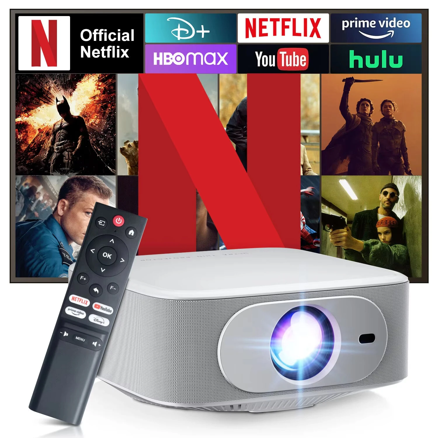 [Netflix Officially] Salange P92MAX Smart Projector Android 13 Licensed 12000 Lumens 1080P Native Auto Focus Keystone WiFi 6 Bluetooth 5.2 4K Supported Smart Home Cinema — view 7