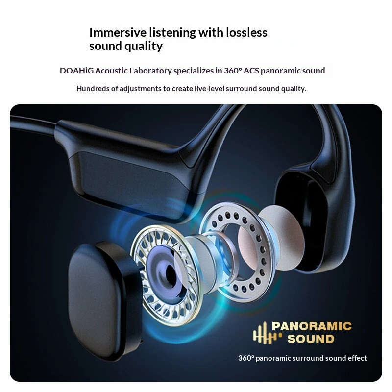 New Display Screen Bone Conduction Bluetooth 5.4 Earphone With 32GB Memory 360° Panoramic Sound High&Low Dual Diaphragm 3D Ultra-Sensory Display Screen IP68 Depth Wateproof and Sweatproof Earclips Sports Headphones — view 6