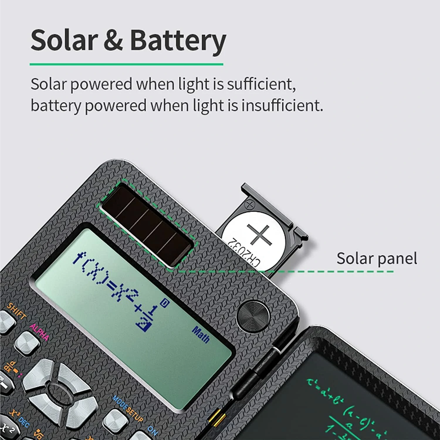 NEWYES 991ES 6.5 Inches Scientific Calculator with LCD Writing Tablet and 417 Functions Solar Energy Science Calculators Notepad Professional Foldable Calculators for School Students Office Assistant — view 7