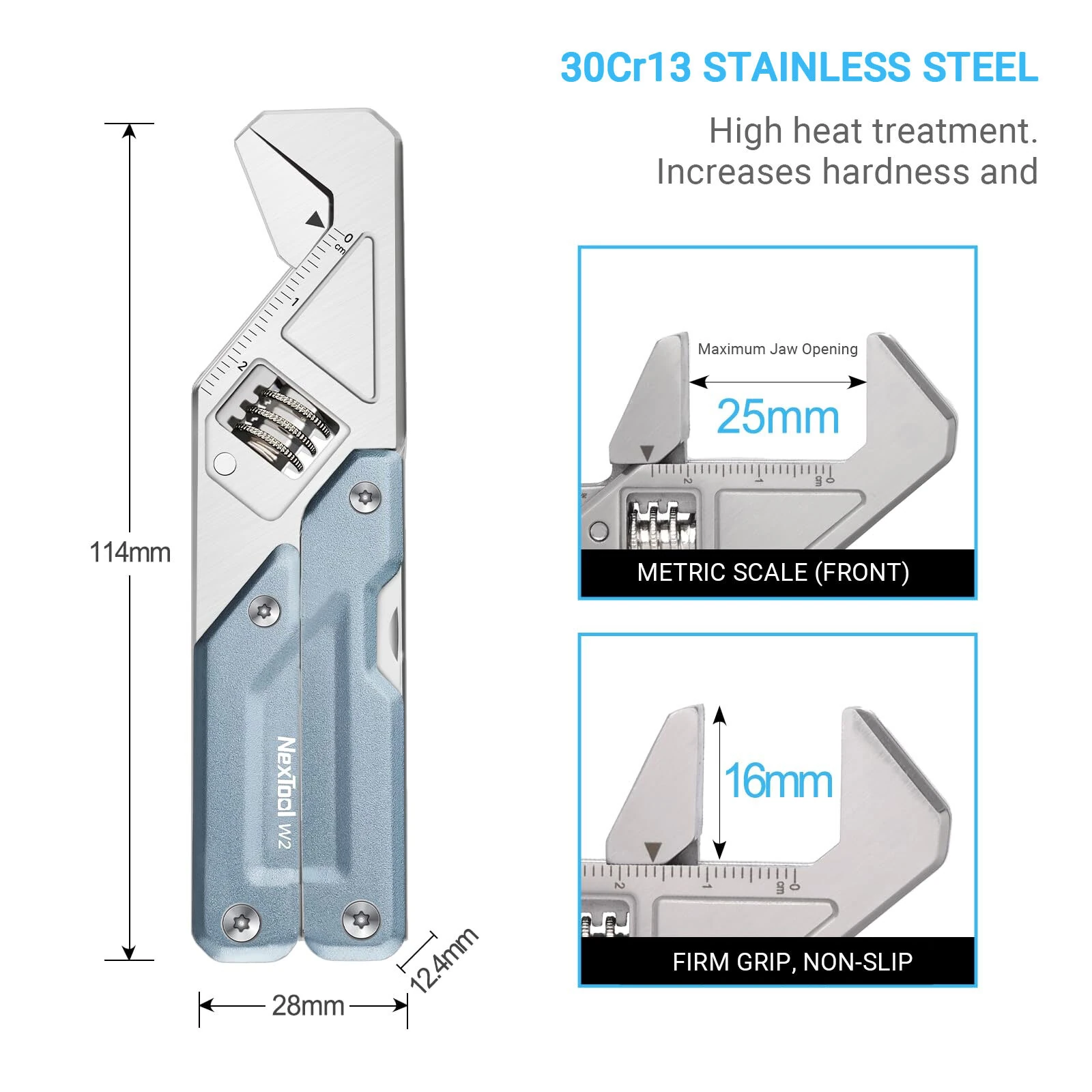 NexTool W2 8 In 1 Multi Tool Foloding Light Wrench Pliers Multi-functional Spanner Screwdriver Outdoor Camping EDC Hand Tool — view 3