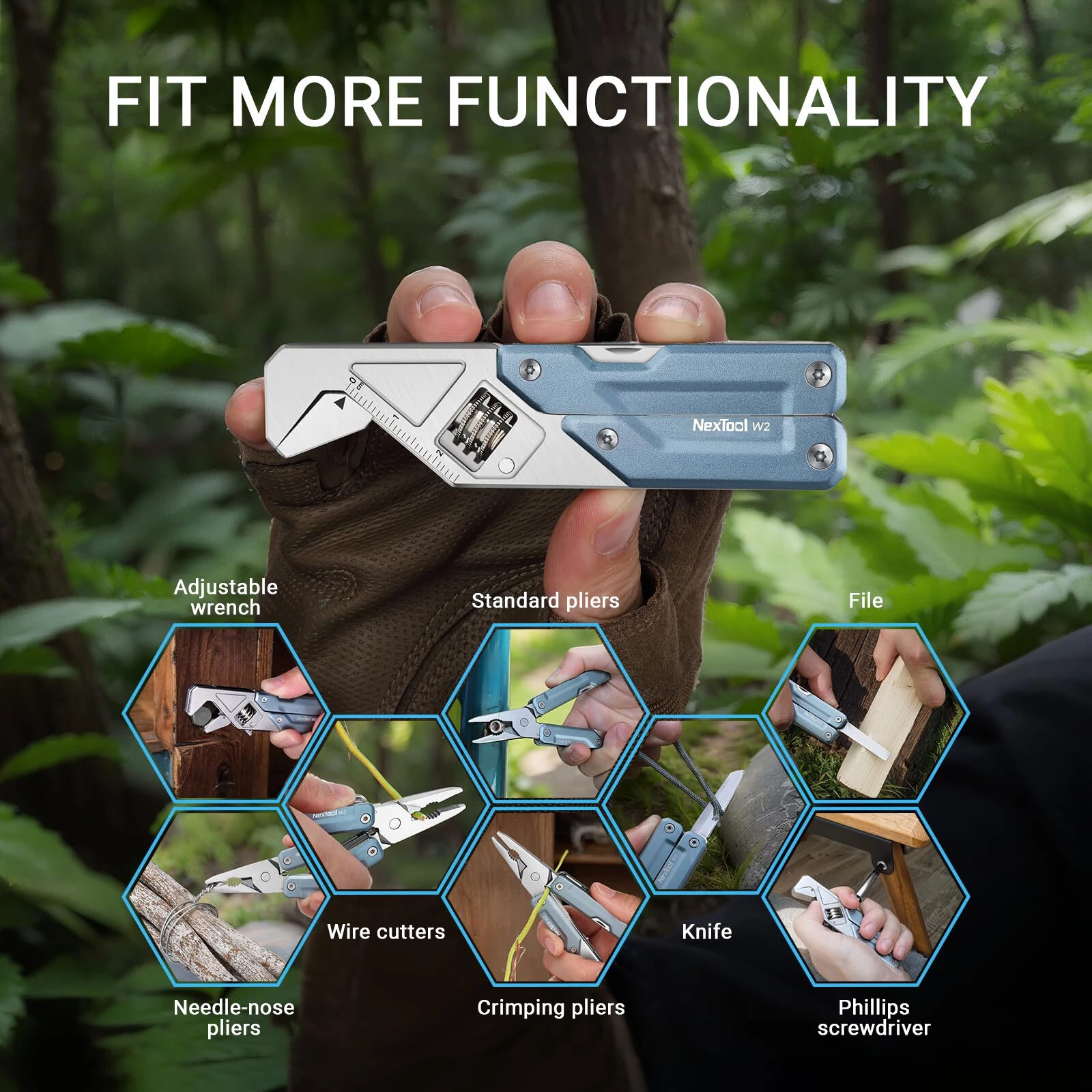 NexTool W2 8 In 1 Multi Tool Foloding Light Wrench Pliers Multi-functional Spanner Screwdriver Outdoor Camping EDC Hand Tool — view 7