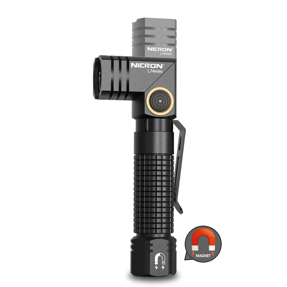 Nicron L74 Mini Tiny 400 Lumens Tactical EDC Flashlight L-shape LED Torch Rechargeable with Magnet 90 Degree IP65 Waterproof Led Pocket Light — view 2
