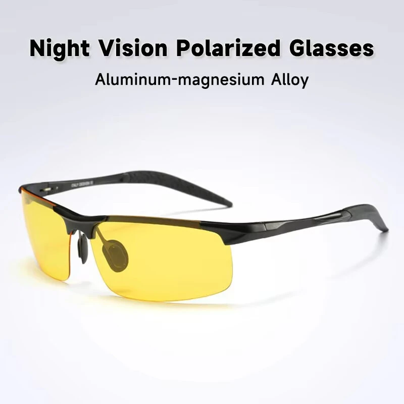 Night Vision Polarized Sunglasses Men Women Aluminum Mg Alloy Yellow Lenses UV400 Protection Sun Glasses for Driving Travel Fishing — view 2
