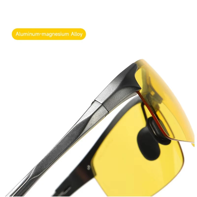 Night Vision Polarized Sunglasses Men Women Aluminum Mg Alloy Yellow Lenses UV400 Protection Sun Glasses for Driving Travel Fishing — view 4