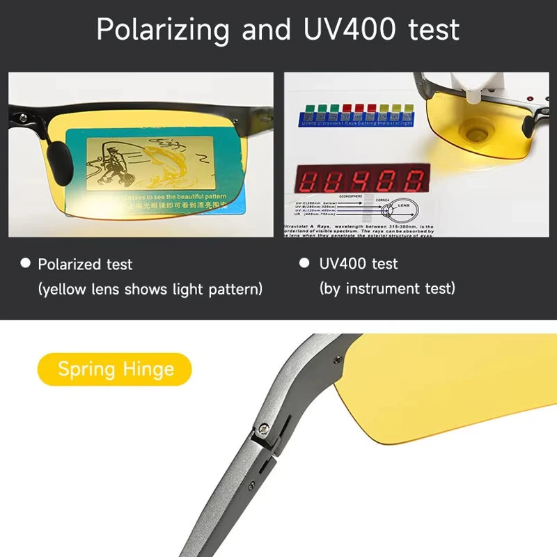 Night Vision Polarized Sunglasses Men Women Aluminum Mg Alloy Yellow Lenses UV400 Protection Sun Glasses for Driving Travel Fishing — view 6
