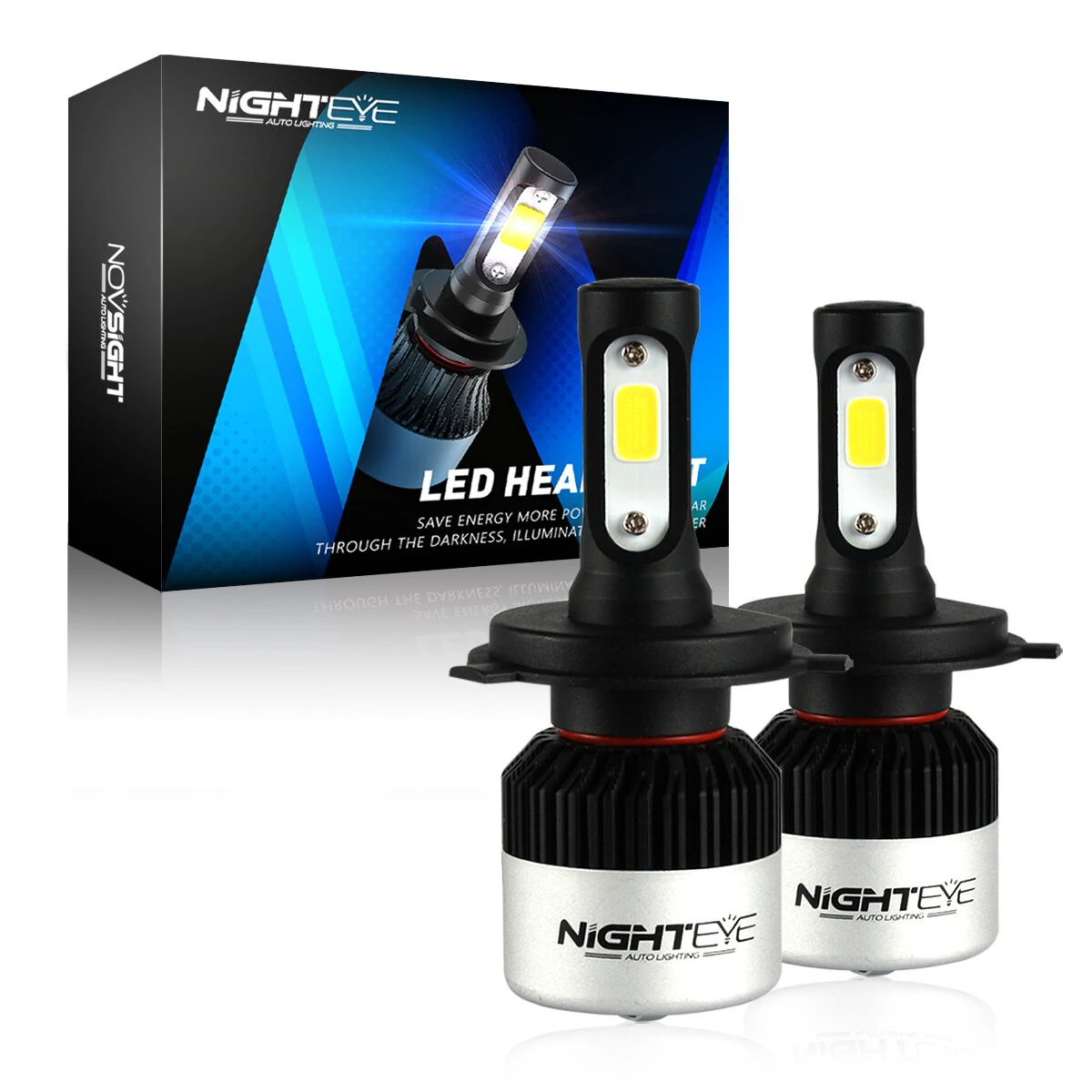 Nighteye DC 9V-32V Pair LED Car Headlights 6500K Cool White 9000LM/ Pair LED Headlamp IP68 Waterproof High Low Beam
