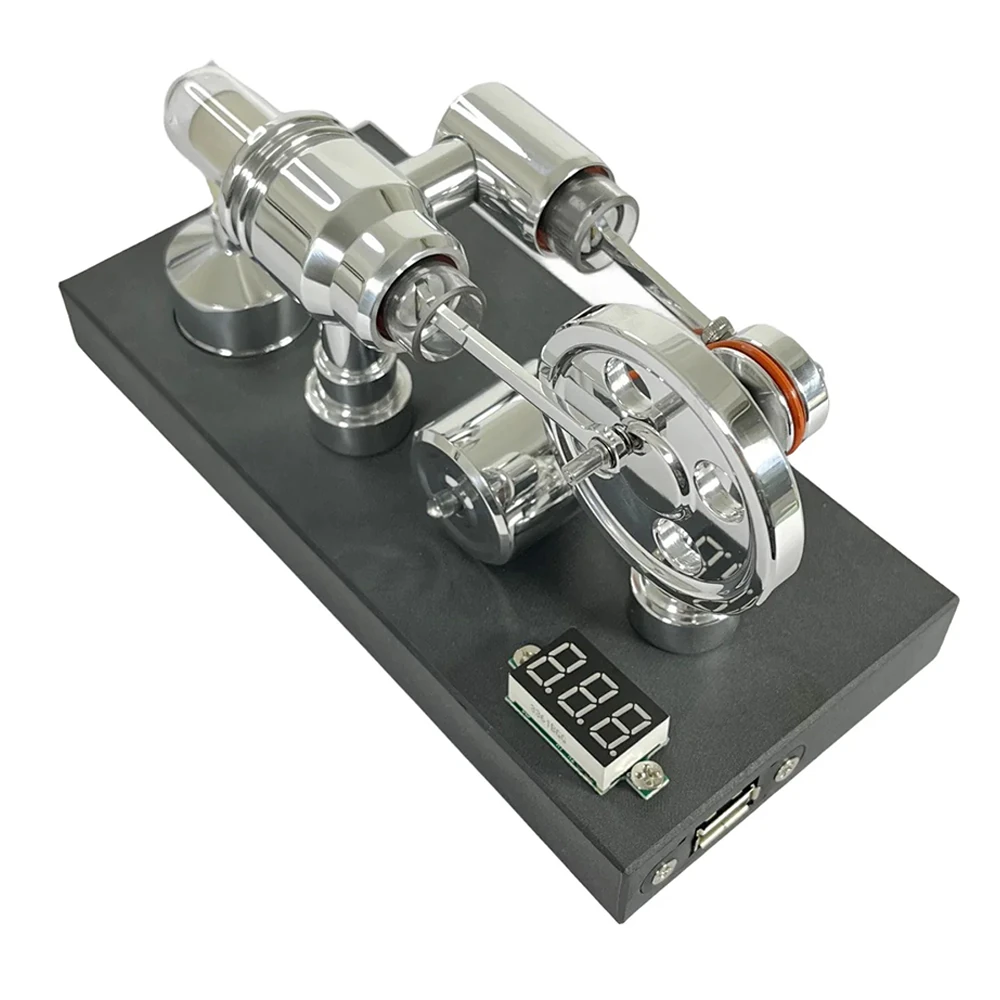 NikolaToy Mirror Polished Stirling Engine with Embedded Voltmeter USB Plug Unique Creative Desktop Ornaments Science Discovery Toys — view 4