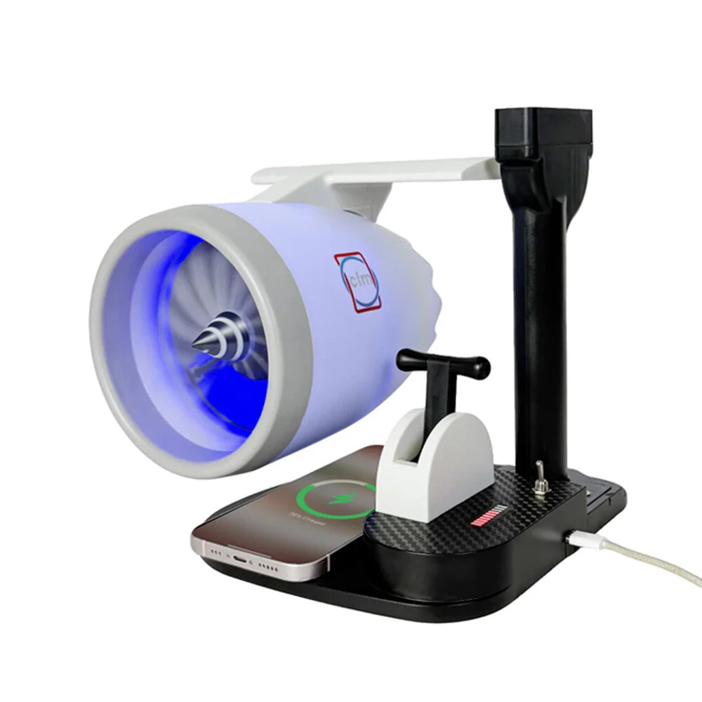 NIKOLATOY New Desktop Aircraft Engine Turbo Fan JetFan Equipped with Wireless Charging and Humidifier Ornaments Decorations Collection Science Discovery Toys — view 4
