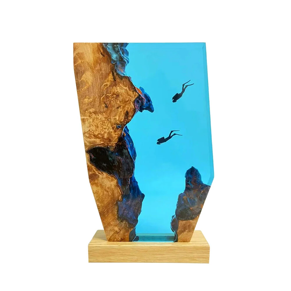 NIKOLATOY The Underwater World Creative Resin Night Light Wooden Base Desktop Ornament — view 8