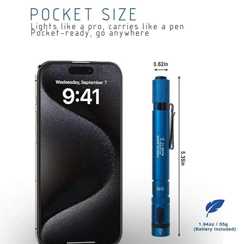 Niwalker NWG10 650 Lumen USB Rechargeable LED Penlight EDC Pocket Flashlight with Bidirectional Clip — view 6