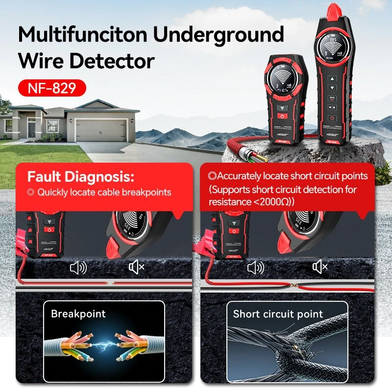 NOYAFA NF-829 Wire Tracker Cable Finder Underground Wire Locator 400V 2M Line-finding Cable Tracker Wall Line Finder Breakpoint & Short Circuit Tester — view 3