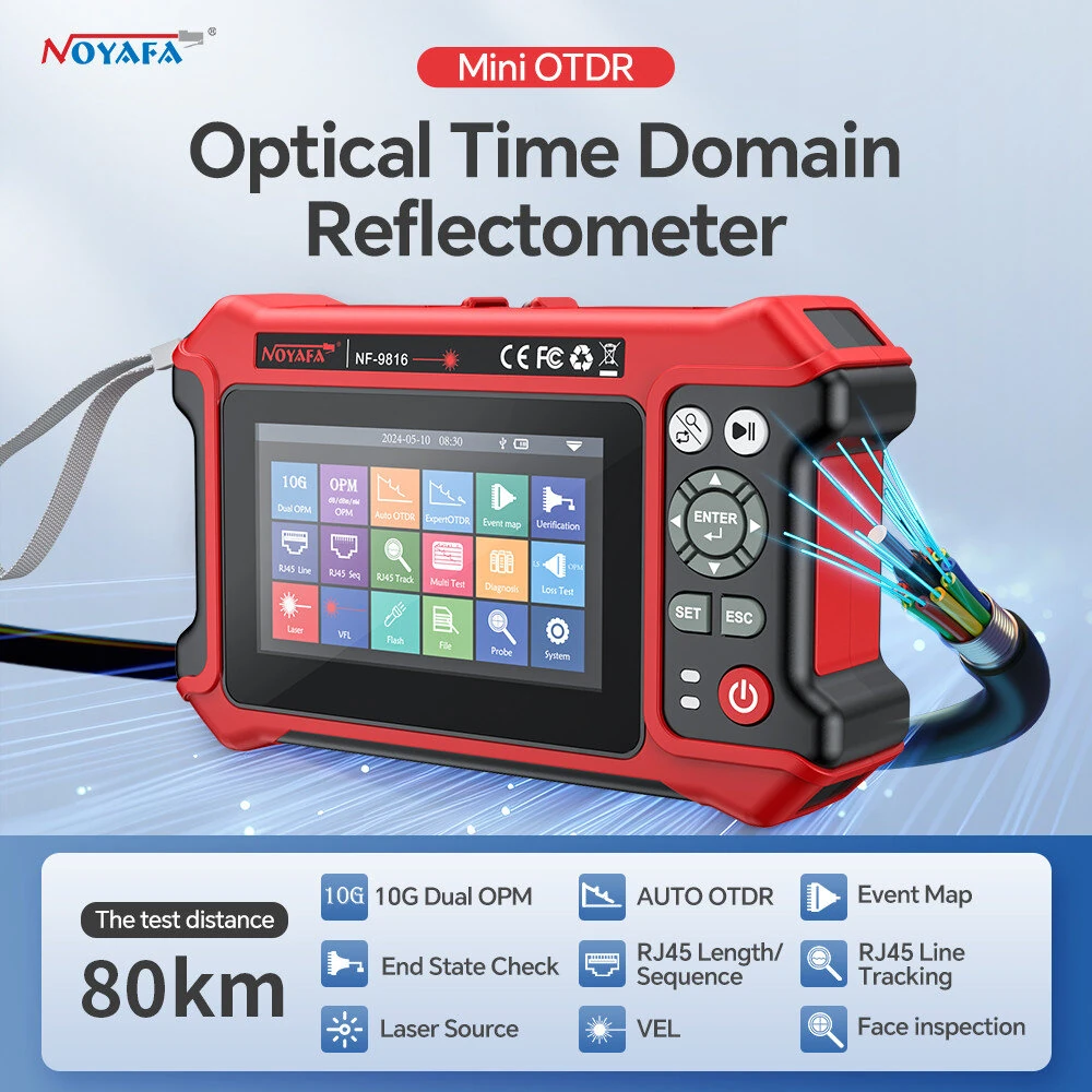 NOYAFA NF-9816 OTDR Fiber Fault Locator 1310/1550 nm Dual Wavelength 28dB/26dB with Visual Fault Locator RJ45 Cable Tracking — view 2