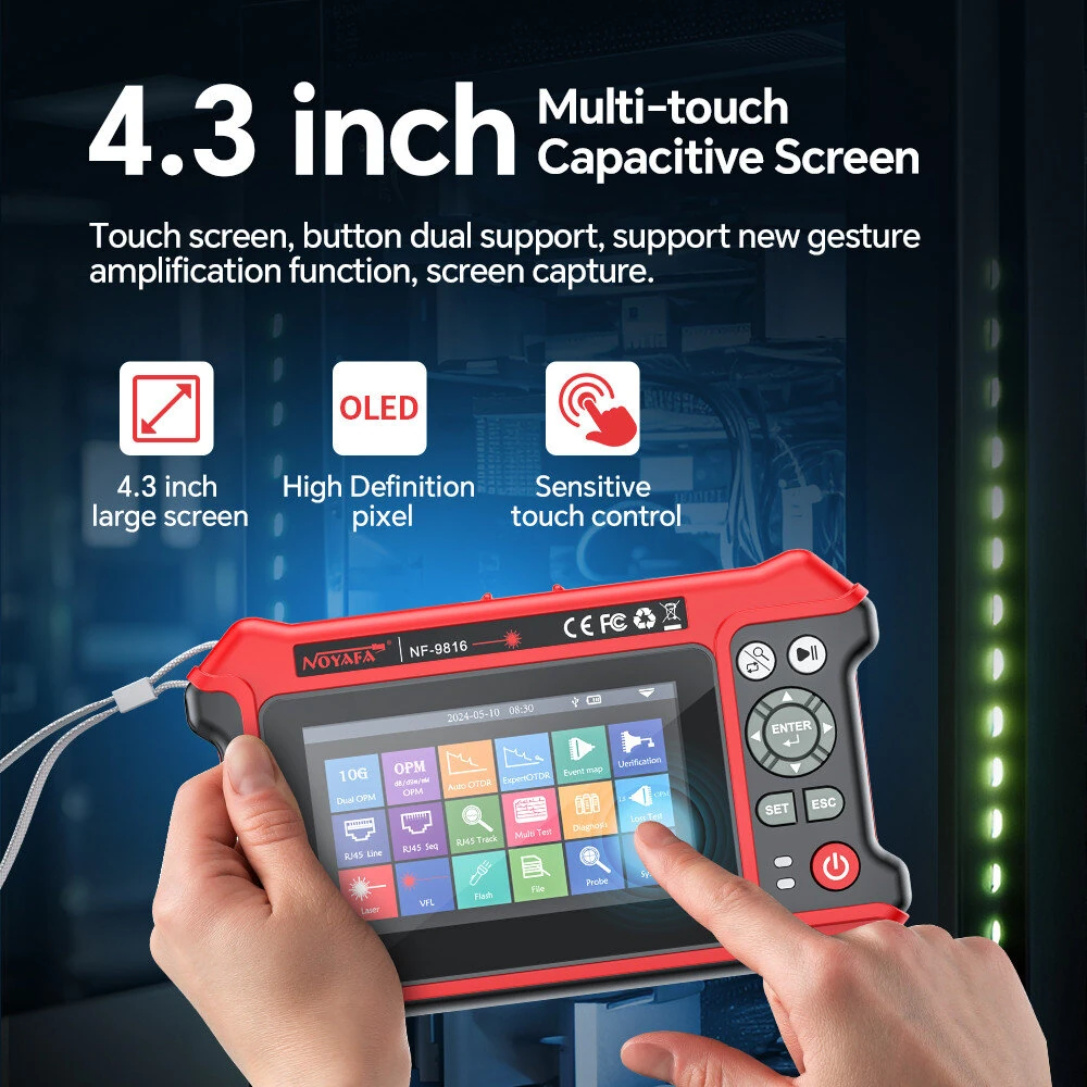 NOYAFA NF-9816 OTDR Fiber Fault Locator 1310/1550 nm Dual Wavelength 28dB/26dB with Visual Fault Locator RJ45 Cable Tracking — view 3