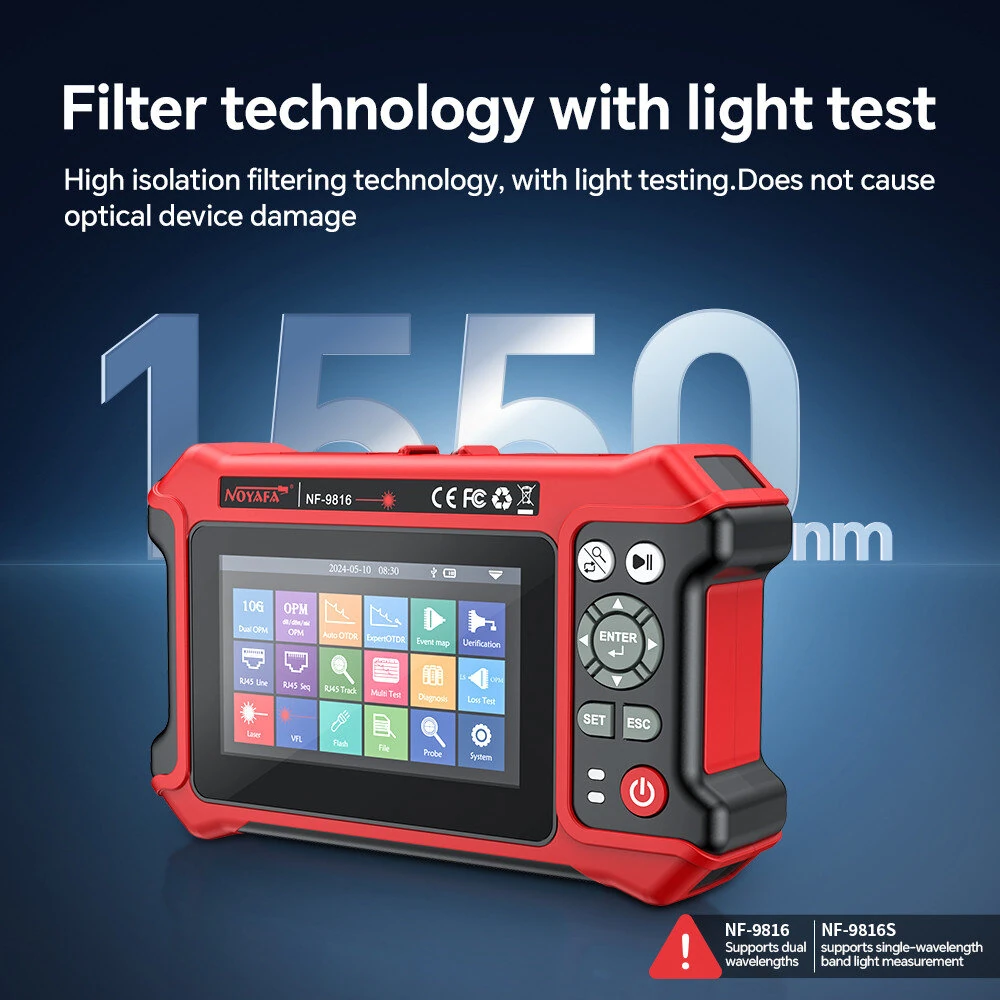NOYAFA NF-9816 OTDR Fiber Fault Locator 1310/1550 nm Dual Wavelength 28dB/26dB with Visual Fault Locator RJ45 Cable Tracking — view 4