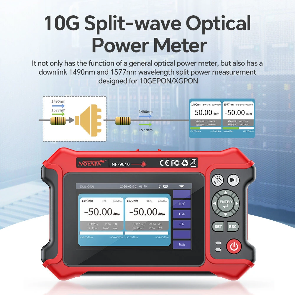 NOYAFA NF-9816 OTDR Fiber Fault Locator 1310/1550 nm Dual Wavelength 28dB/26dB with Visual Fault Locator RJ45 Cable Tracking — view 5