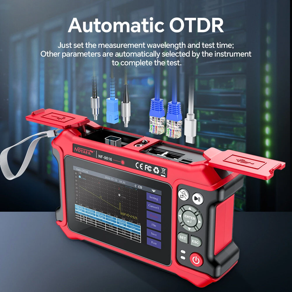 NOYAFA NF-9816 OTDR Fiber Fault Locator 1310/1550 nm Dual Wavelength 28dB/26dB with Visual Fault Locator RJ45 Cable Tracking — view 6