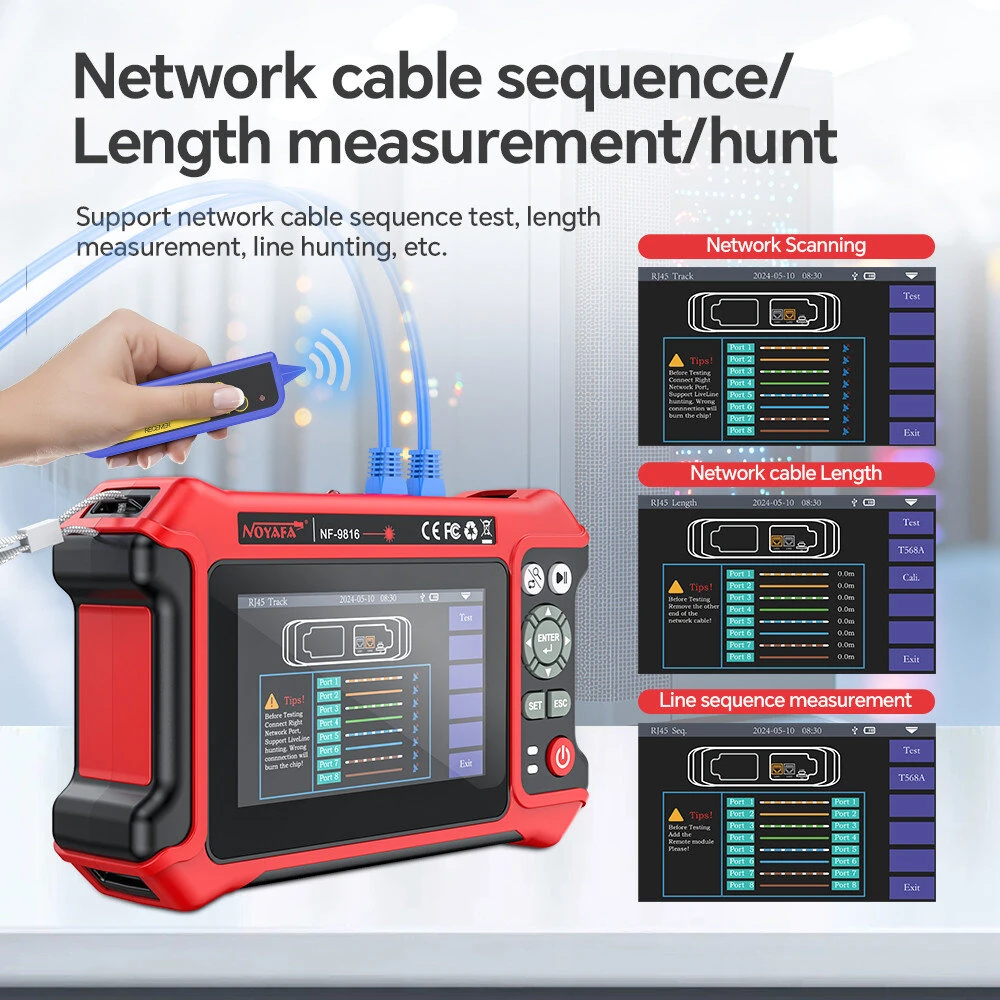 NOYAFA NF-9816 OTDR Fiber Fault Locator 1310/1550 nm Dual Wavelength 28dB/26dB with Visual Fault Locator RJ45 Cable Tracking — view 7