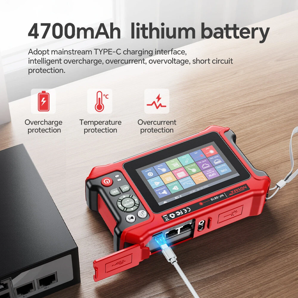 NOYAFA NF-9816 OTDR Fiber Fault Locator 1310/1550 nm Dual Wavelength 28dB/26dB with Visual Fault Locator RJ45 Cable Tracking — view 9