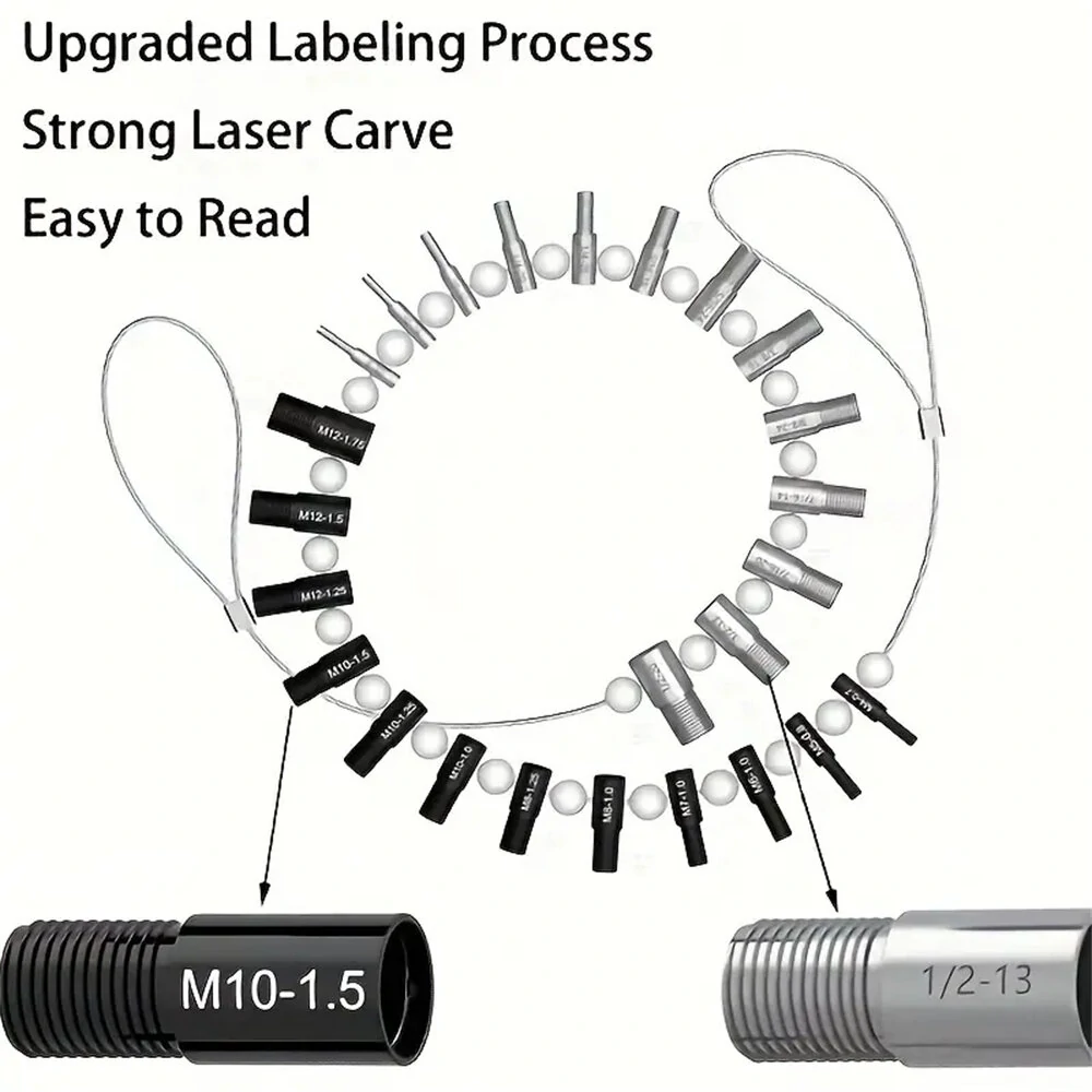 Nut & Bolt Thread Checker Inch & Metric 26 Male/Female Gauges Stainless Steel 14 Inch & 12 Metric Thread Checker — view 5