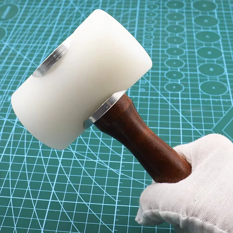 Nylon Leathercraft Carving Hammer with Wooden Handle Leather Craft Carving Hammer Cowhide Sew Harmer Stamping Tool — view 2