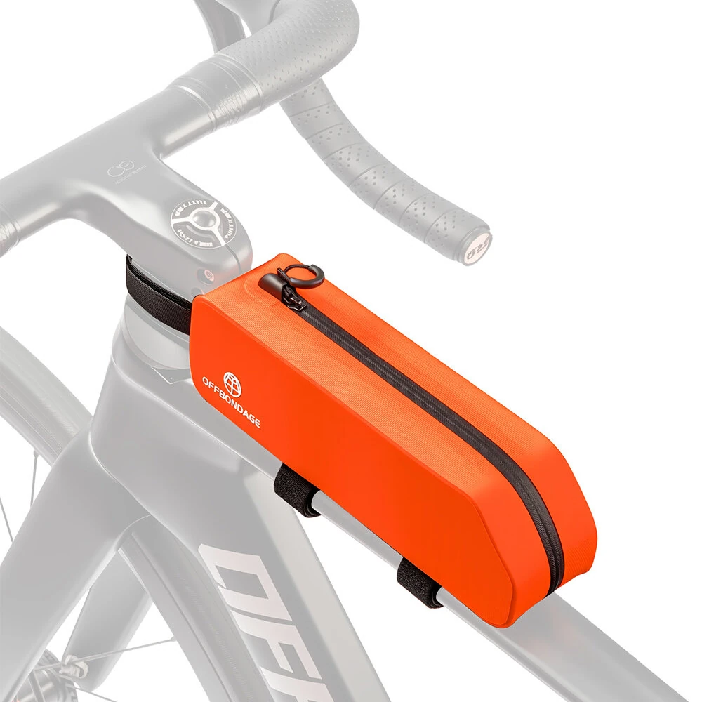 OFFBONDAGE 2L Waterproof Bicycle Top Tube Bag Convenient Zipper Large capacity Bike Front Frame Bag with Bolt Belt for MTB Riding