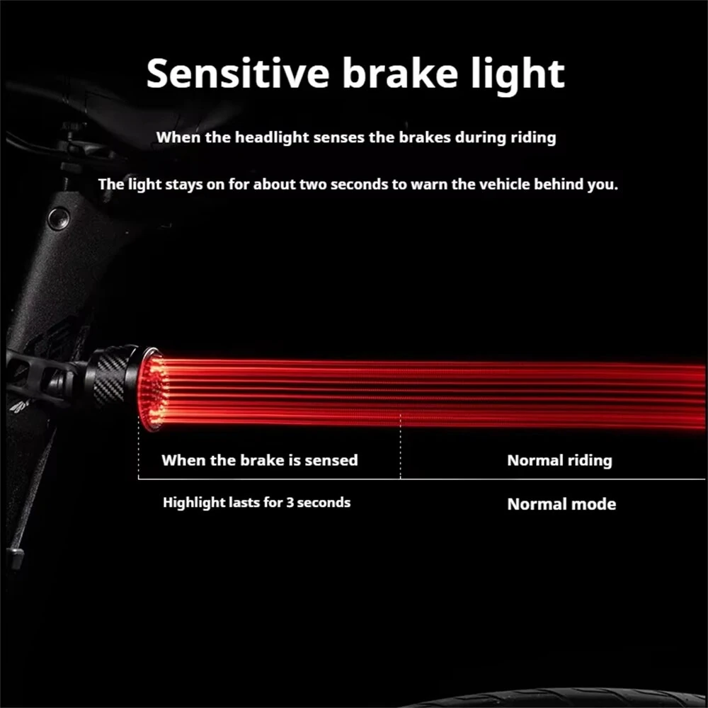OFFBONDAGE ATS-Q6 Smart Auto Brake Sensing Bicycle Taillight 13 Light Modes Type-C Rechargeable Waterproof Bike Rear Light for MTB Road Night Riding Safety — view 5