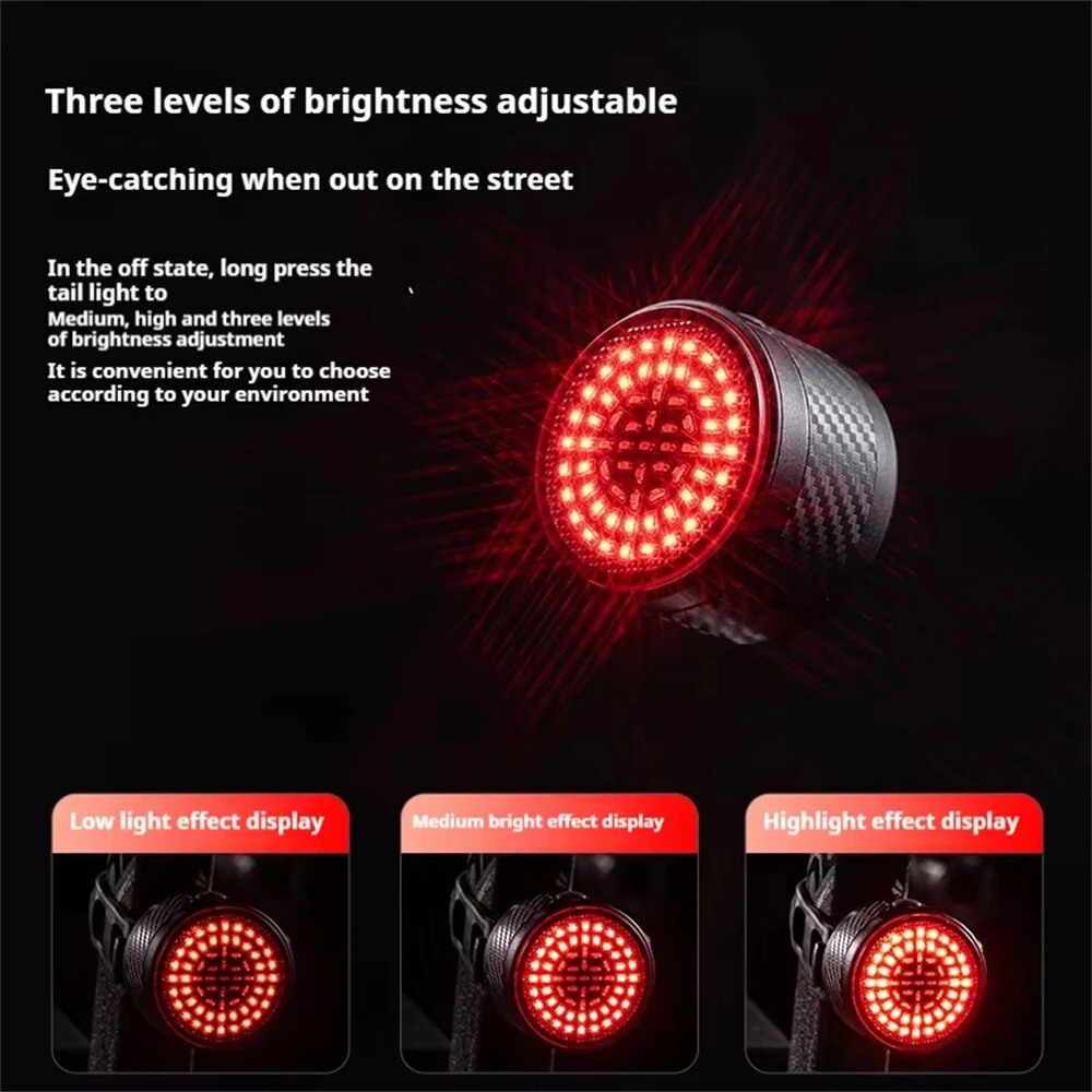 OFFBONDAGE ATS-Q6 Smart Auto Brake Sensing Bicycle Taillight 13 Light Modes Type-C Rechargeable Waterproof Bike Rear Light for MTB Road Night Riding Safety — view 6