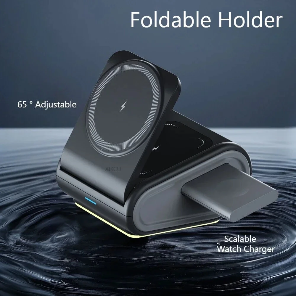OJD-133 15W Magnetic Wireless Charger Fast Wireless Charging Stand with Night Light for Smart Phones for iPhone 17 17Pro Max 16 15 14 for Xiaomi 17pro for Huawei Mate XTs for Airpods for Apple Watch — view 6