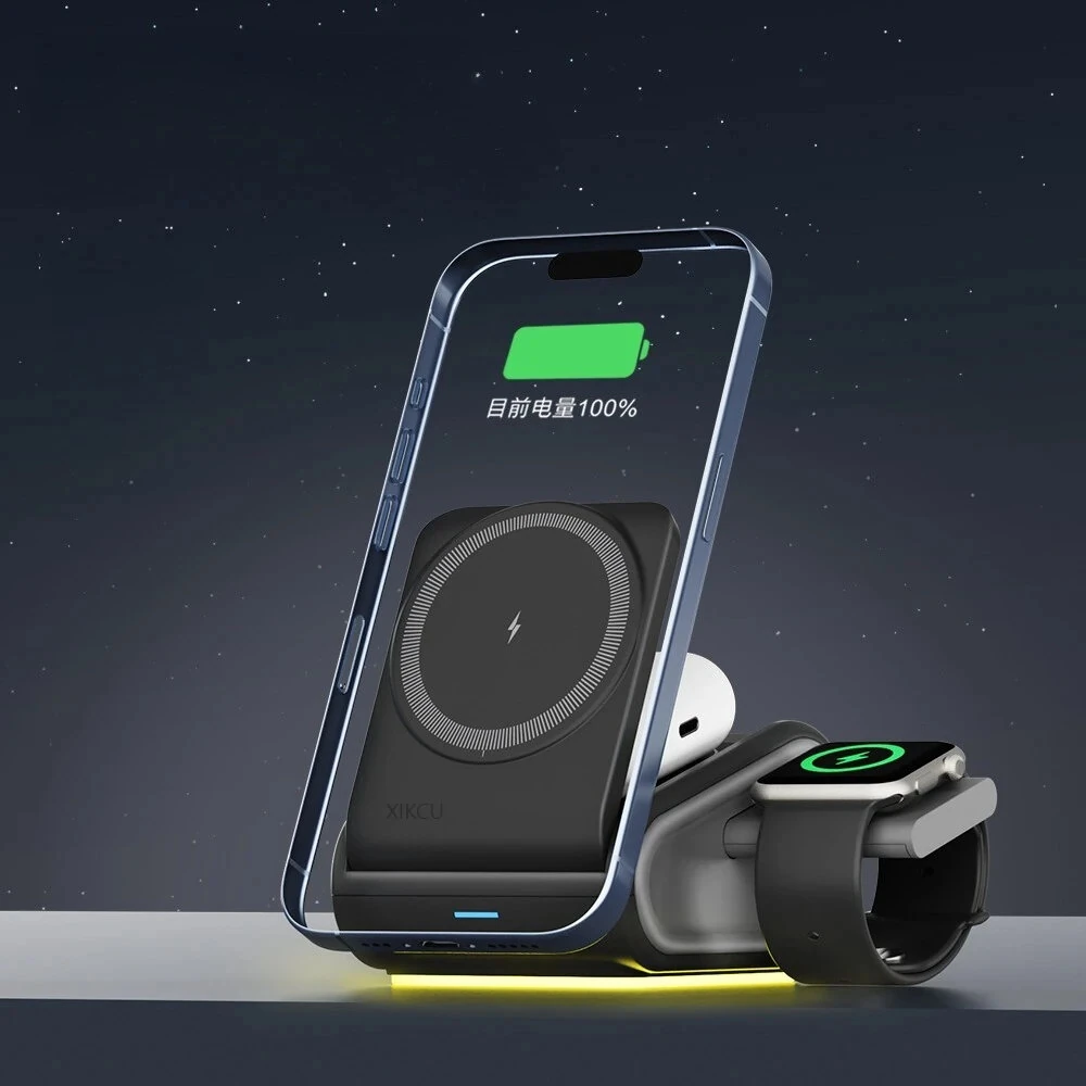 OJD-133 15W Magnetic Wireless Charger Fast Wireless Charging Stand with Night Light for Smart Phones for iPhone 17 17Pro Max 16 15 14 for Xiaomi 17pro for Huawei Mate XTs for Airpods for Apple Watch — view 7