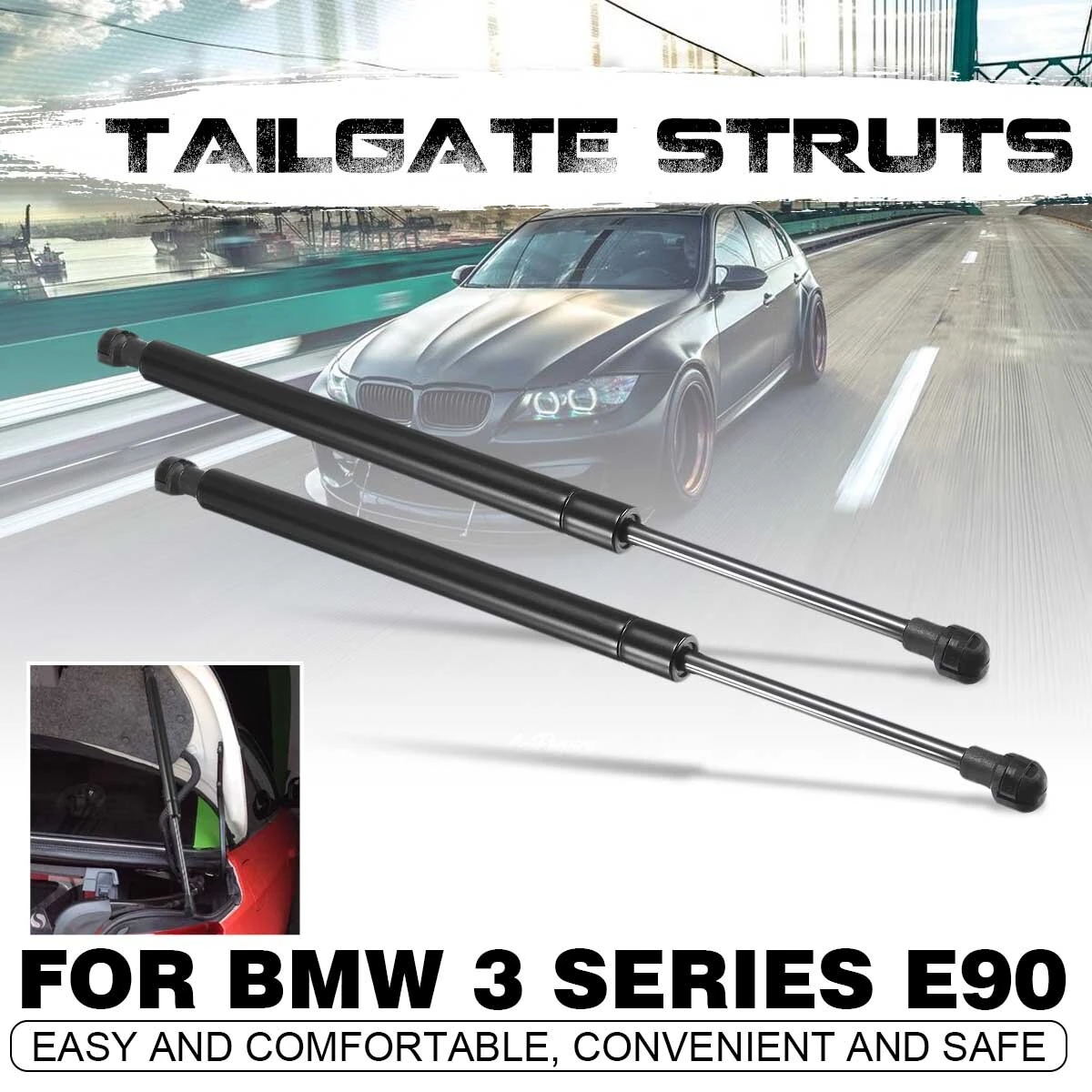 One Pair Tailgate Boot Trunk Gas Spring Hood Lift Shock Struts For BMW 3 Series E90 — view 6