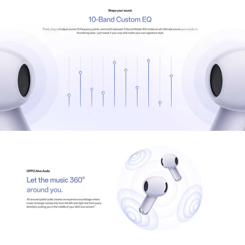 OPPO Enco Air5s TWS bluetooth 6.0 Headset Wireless ANC Earphone 12mm Dynamic Drivers 360° Spatial Audio 3-Mic AI Call Noise Cancelling 48H Playback Low Gaming Latency AI Translation IP55 Waterproof Touch Control Semi-in-ear Sports Headphones — view 6