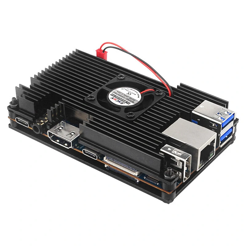 Orange Pi 5 Aluminum Alloy Case with Cooling Fan Active Passive Cooling Radiator with Heatsink Heat Dissipation Metal Enclouse for Orange Pi 5/5B/5 Plus — view 2