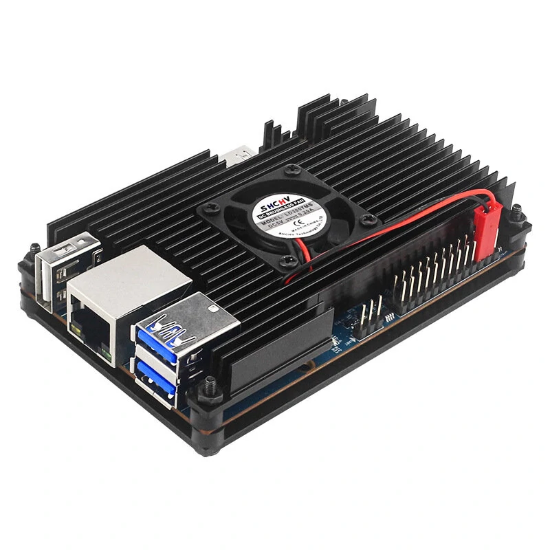 Orange Pi 5 Aluminum Alloy Case with Cooling Fan Active Passive Cooling Radiator with Heatsink Heat Dissipation Metal Enclouse for Orange Pi 5/5B/5 Plus — view 3