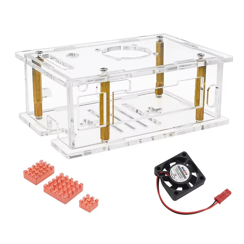 Orange Pi RV2 Acrylic Case Transparent Shell Cooling Fan Optional Copper Heatsinks Protective Box for Single Board Computer — Orange