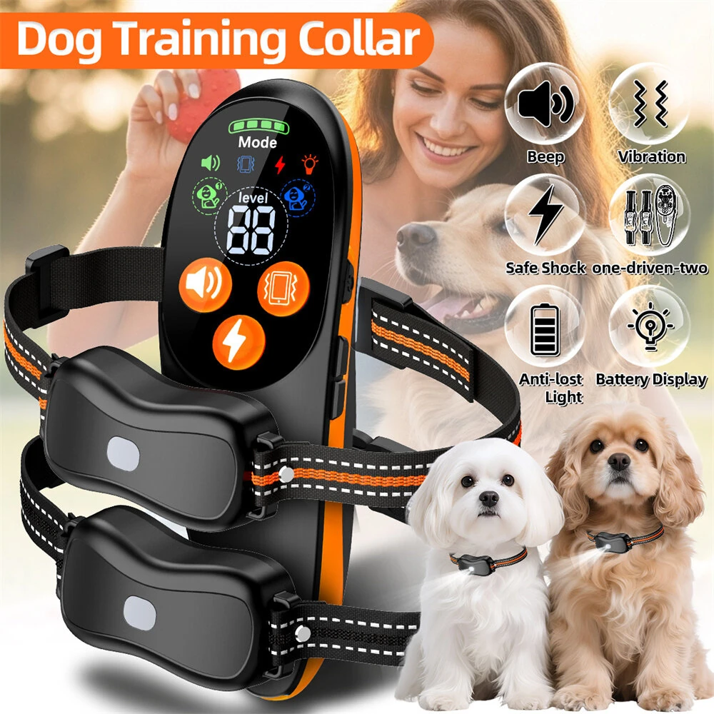 ORCLEAB BC901 Remote Dog Training Collar 3300FT Long Range IP67 Waterproof Receiver 3 Modes Beep Vibration Shock Dual Channel Type-C Fast Charging Safety Light — view 3