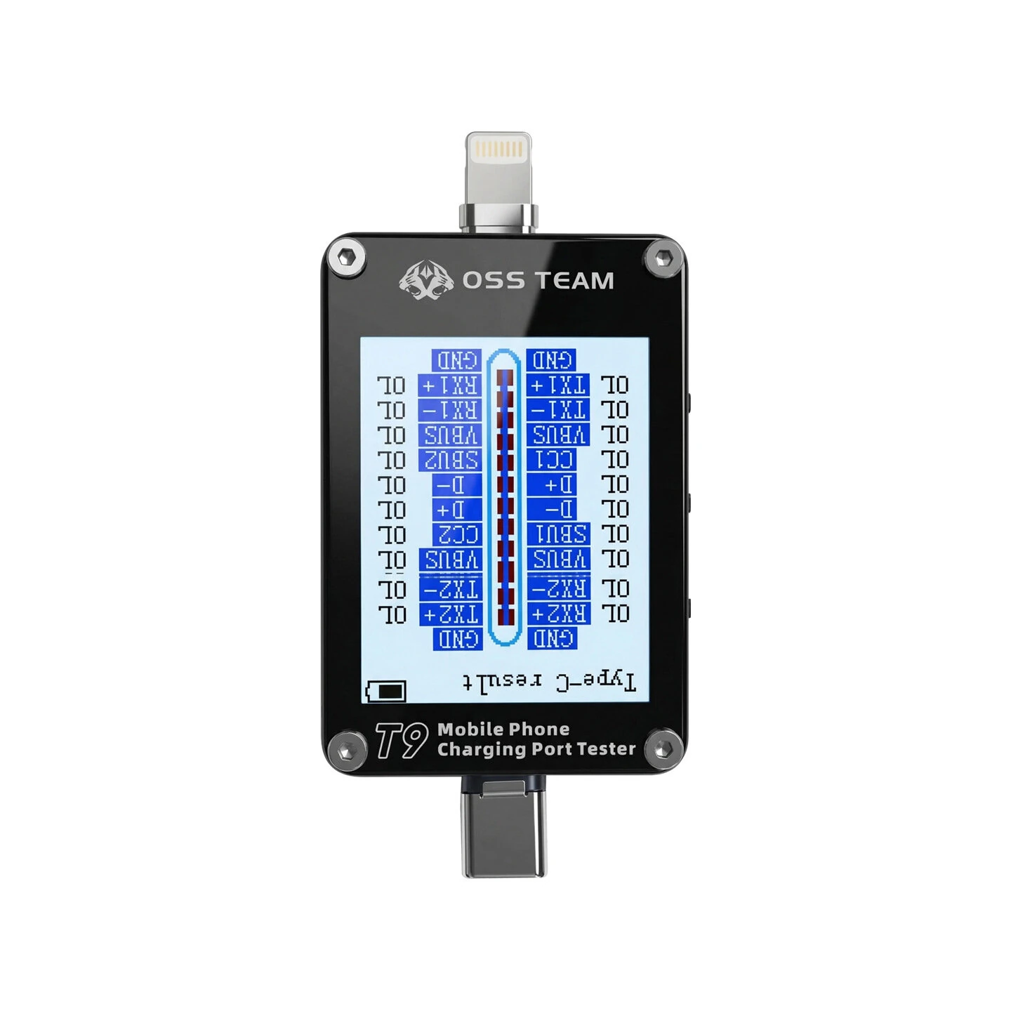OSS TEAM T9 Mobile Phone Charging Port Tester 1.77-Inch Display 3.5-Digit 2.99 Max PN Range 0.00-2.99 V Auto Power-Off Service Tool