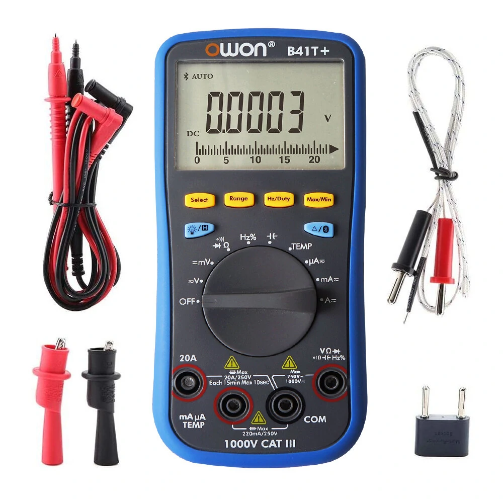 OWON B41T+ 4 1/2 Digital Multimeter With Bluetooth True RMS Tester Meter 3 in 1 Datalogger + Multimeter + Temperature Meter — OWON