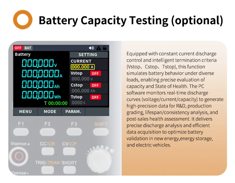 OWON OEL1500 OEL3000 Series Programmable DC Electronic Load 5kHz Dynamic Testing Ripple Test Battery Capacity Testing RS232 USB SCPI Protocol  0-30A 0-150V 150W 300W (Optional) — view 4