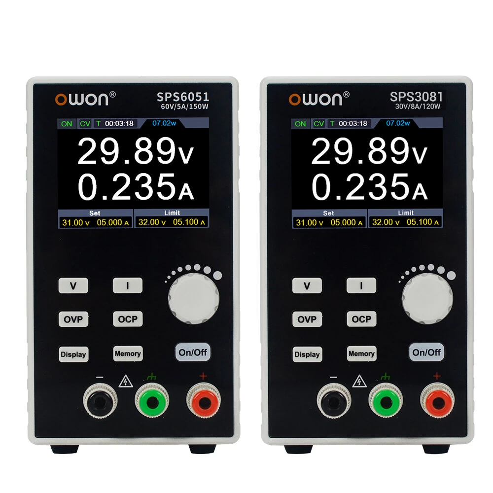 OWON SPS Programmable DC power supply SPS6051 SPS3081 Fanless Low Noise 60V/30V 5A/8A 1CH 2.8 Inch LCD USB — view 4
