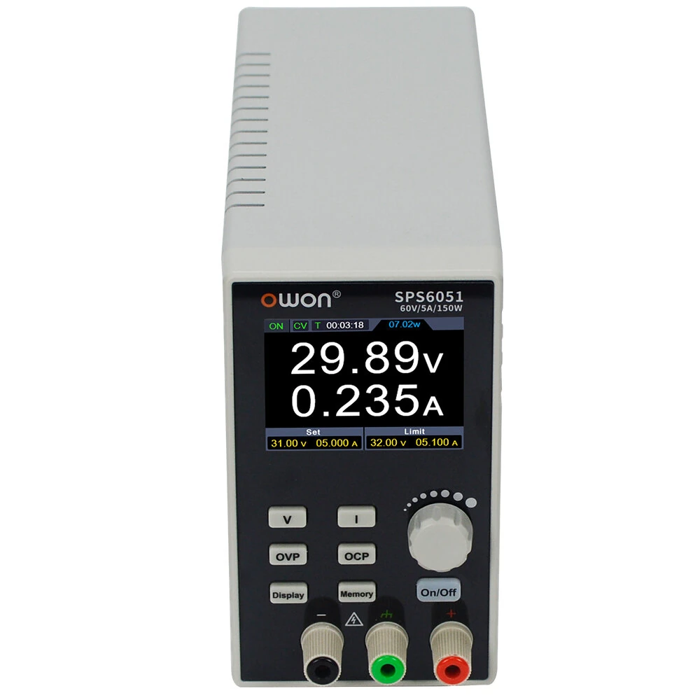 OWON SPS Programmable DC power supply SPS6051 SPS3081 Fanless Low Noise 60V/30V 5A/8A 1CH 2.8 Inch LCD USB — view 5