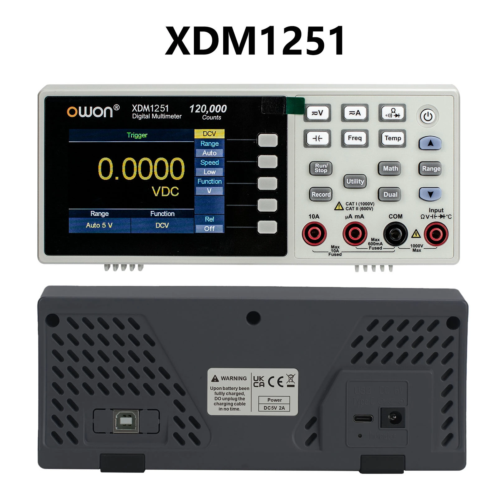 OWON XDM1051 XDM1251 Portable Benchtop Digital Multimeter 5 1/2-Digit 120000 Counts High Precision DMM True RMS Data Logger — view 3