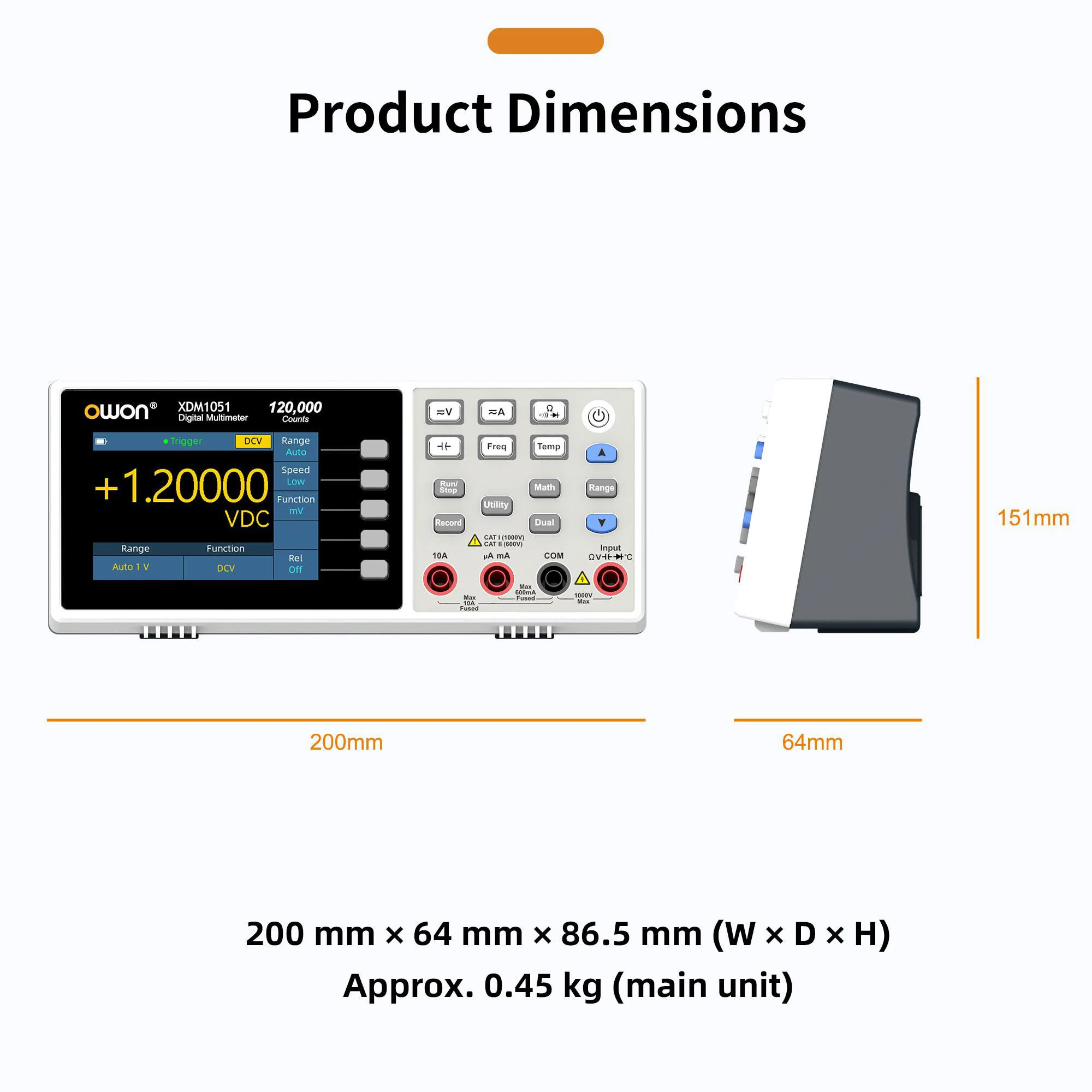 OWON XDM1051 XDM1251 Portable Benchtop Digital Multimeter 5 1/2-Digit 120000 Counts High Precision DMM True RMS Data Logger — view 8