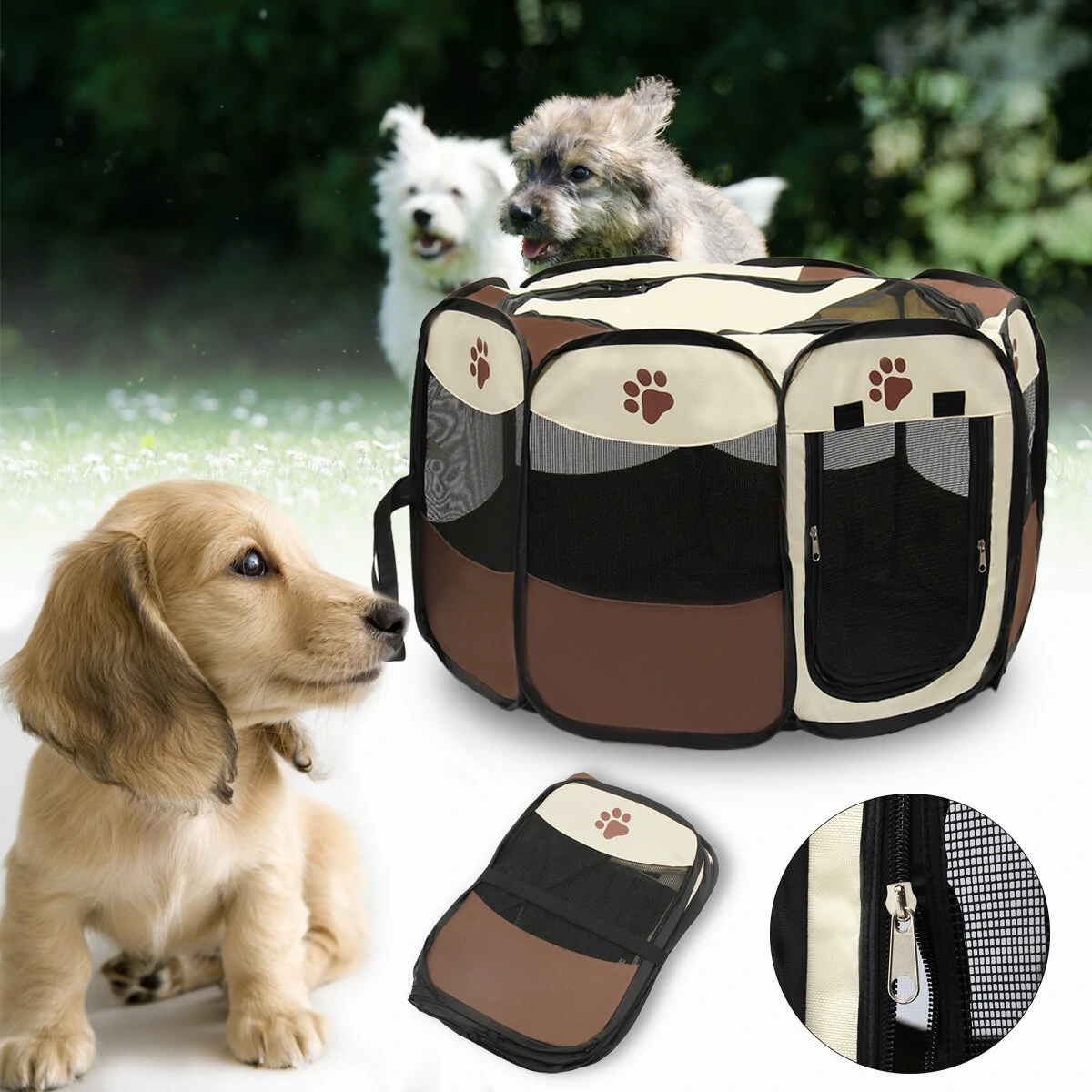 OxGord 45cm Pet Dog Cat Playpen Tent Portable Exercise Fence Kennel Cage Crate — OxGord
