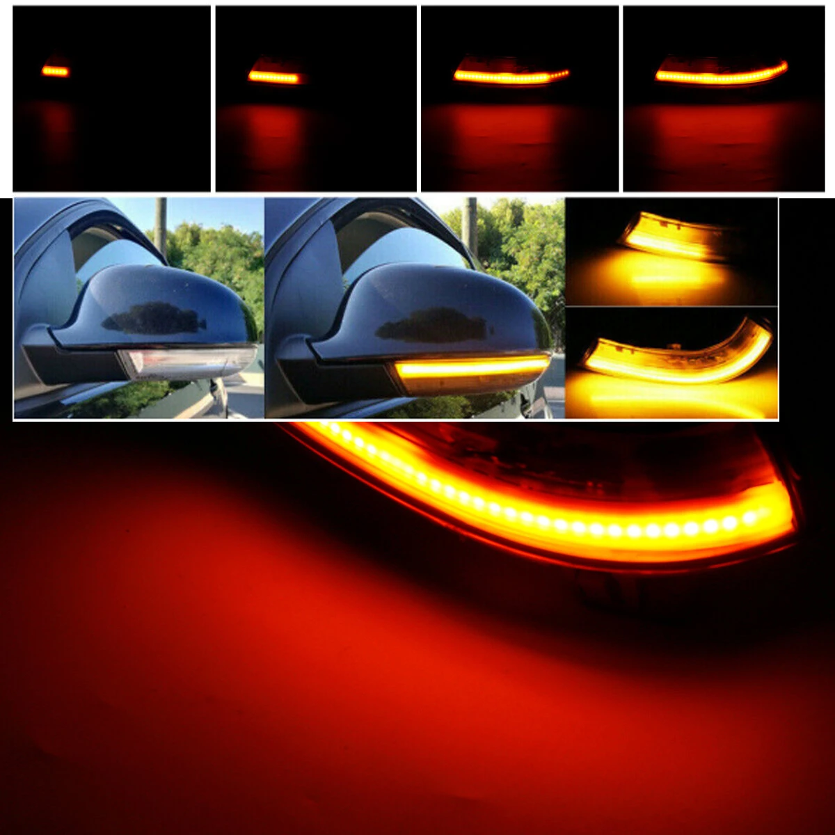 Pair Dynamic LED Turn Signal Light Mirror Indicator Lights Amber for VW Golf 5 J — view 10