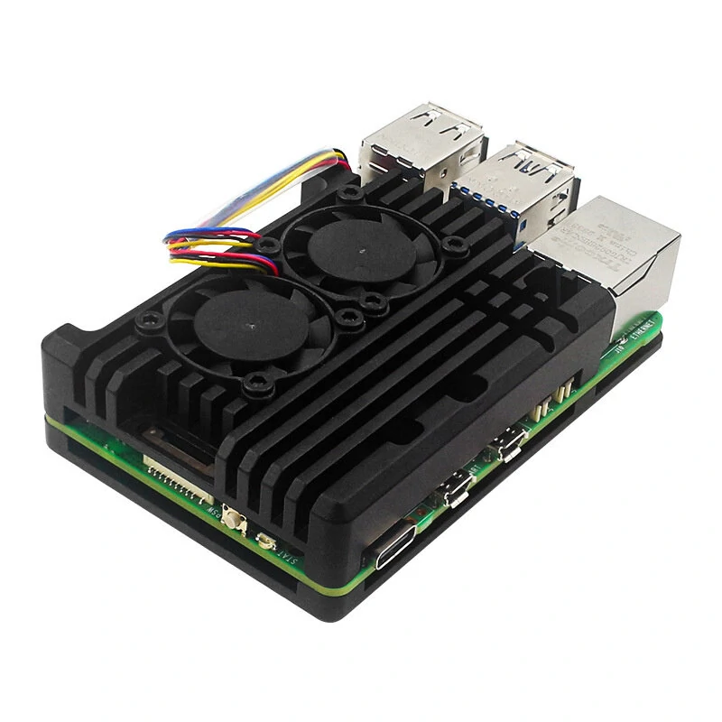 Passive Dissipation Metal Case for Raspberry Pi 5 5B Aluminum Alloy Shell with Dual Cooling Fan — view 5