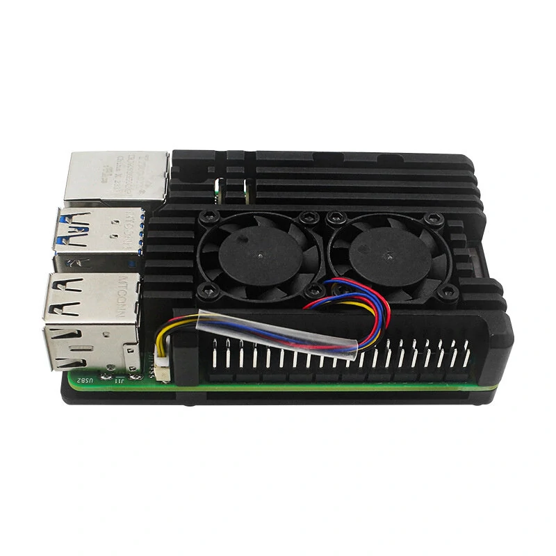 Passive Dissipation Metal Case for Raspberry Pi 5 5B Aluminum Alloy Shell with Dual Cooling Fan — view 6