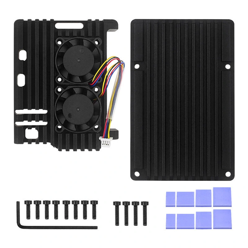 Passive Dissipation Metal Case for Raspberry Pi 5 5B Aluminum Alloy Shell with Dual Cooling Fan — view 8
