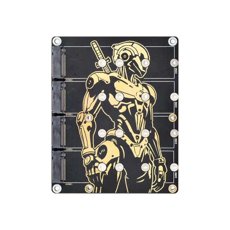 PCIe To 4 Channel M2 Adapter Board for Raspberry Pi 5 Supports NVMe SSD High Speed 5Gbps Transmission — PCIe